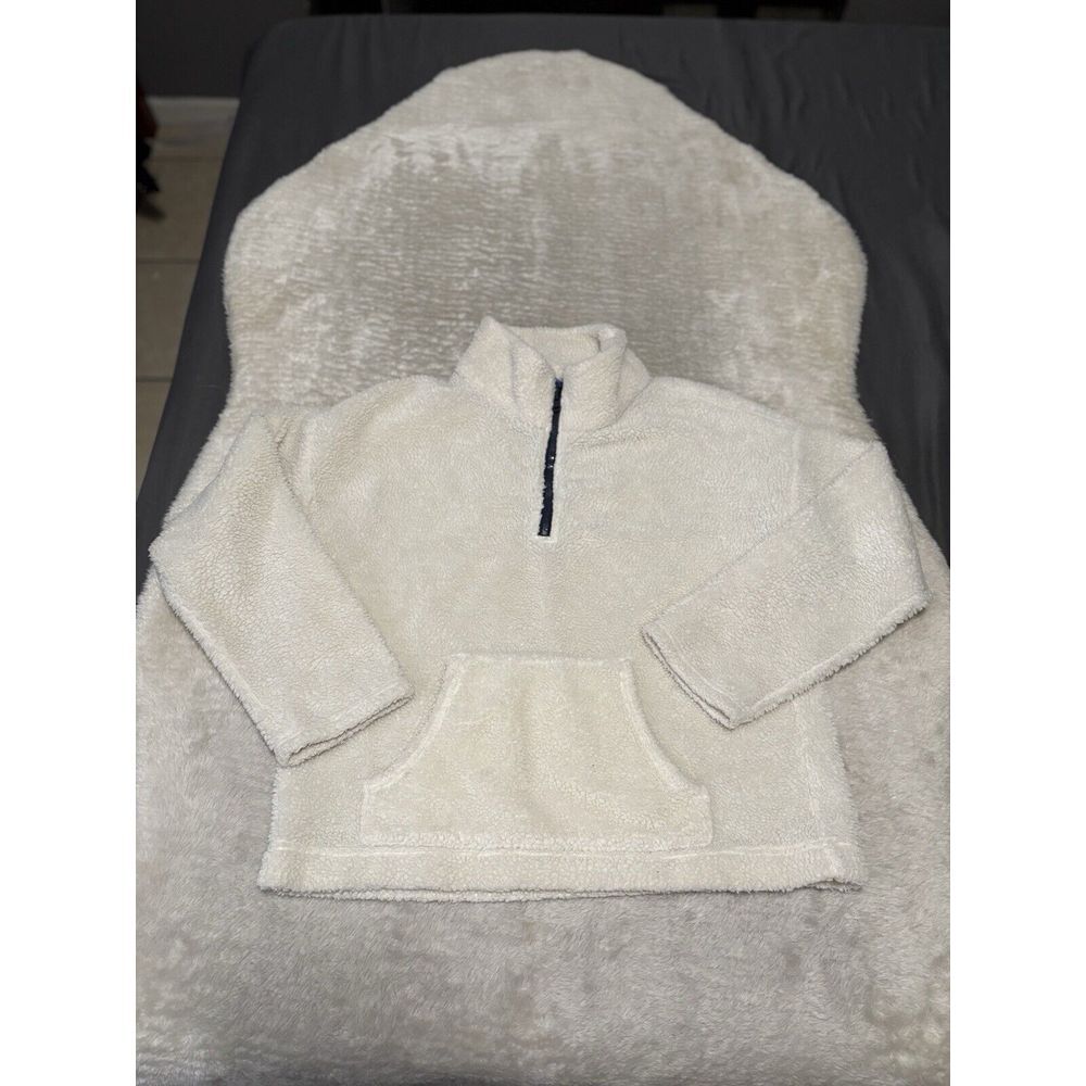 J Crew Mercantile Sweatshirt Women's Size M White Cozy Fleece Sherpa 1/4 Zip